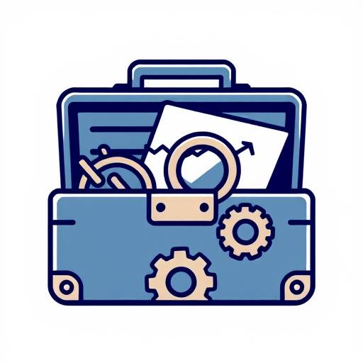 A stylized icon depicting a toolbox containing various analytical instruments like charts, magnifying glasses, and gears, representing the array of tools available for measuring and optimizing player engagement in games.
