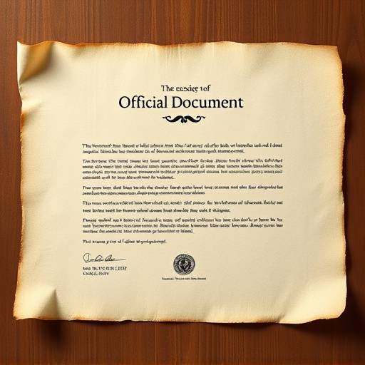 Stylized graphic of an official document with a parchment texture, symbolizing legal terms and conditions.